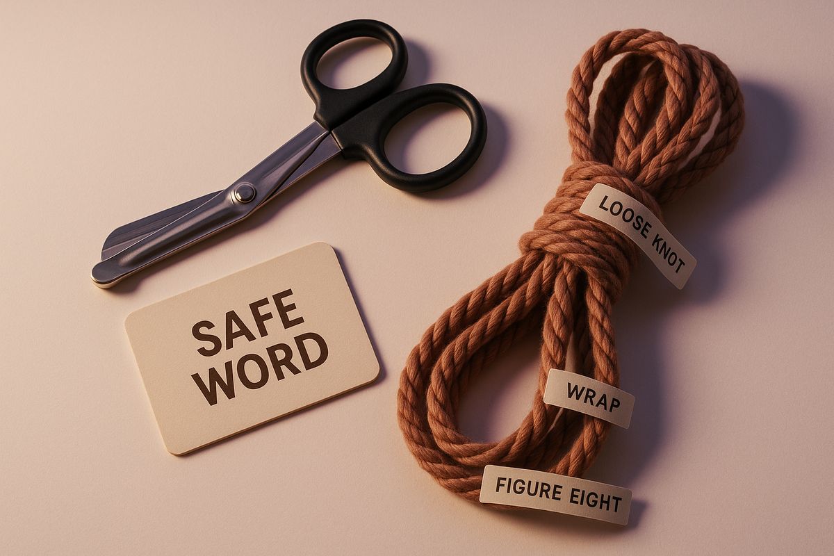 Narzędzia bezpieczeństwa do bondage na białym tle.